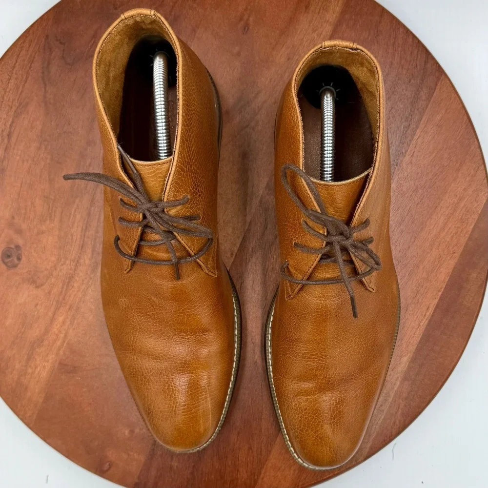 Carlo Morandi Mens Leather Lace Up Chukka Boots Memory Foam MB983630P-6 Size 10D